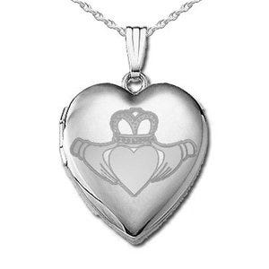 Sterling Silver Celtic Claddagh Heart Photo Locket