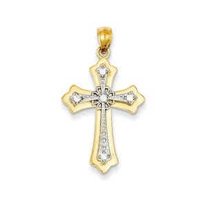 14k Rhodium Diamond Cross Pendant