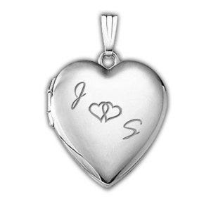 14k White Gold "Together Forever" Heart Locket