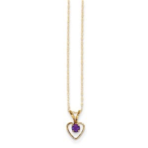 14k Yellow Gold Heart Birthstone Necklace w/ 15" Chain