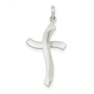 Sterling Silver Polished Freeform Cross Pendant