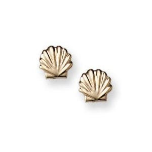14K Yellow Gold Children's "Shell" Safety Back Earrings