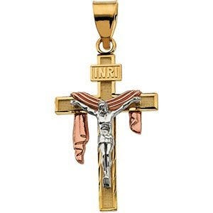 TRICOLOR CRUCIFIX W/SHROUD PENDANT