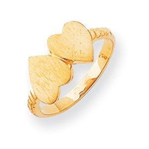 Solid Gold Double Heart Engravable Ring