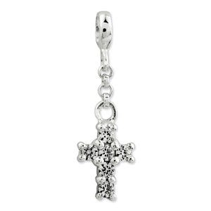 Sterling Silver Clear CZ Cross 1/2in Dangle Enhancer
