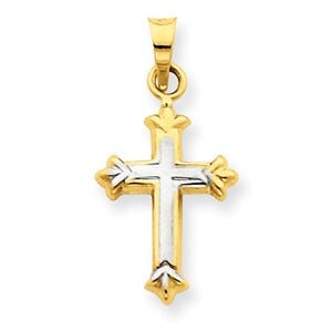14k Yellow Gold Two Tone Children's Cross Pendant