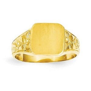 14K Gold Boy's Fancy Square Signet Ring