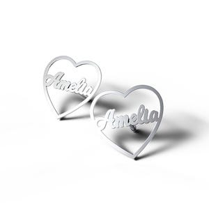 Heart Name Script Earrings