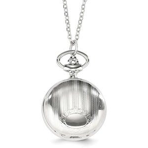 Charles Hubert Women's Chrome Tone Striped Designt Necklace Watch
