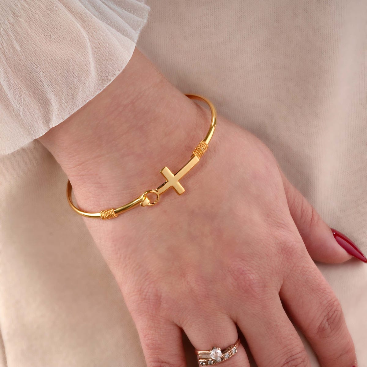 Cross Bangle Bracelet