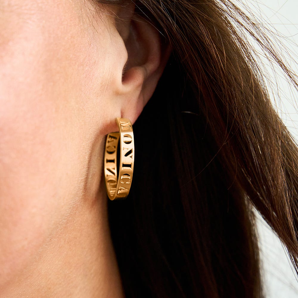 Custom Cut-out Name Hoop Earrings