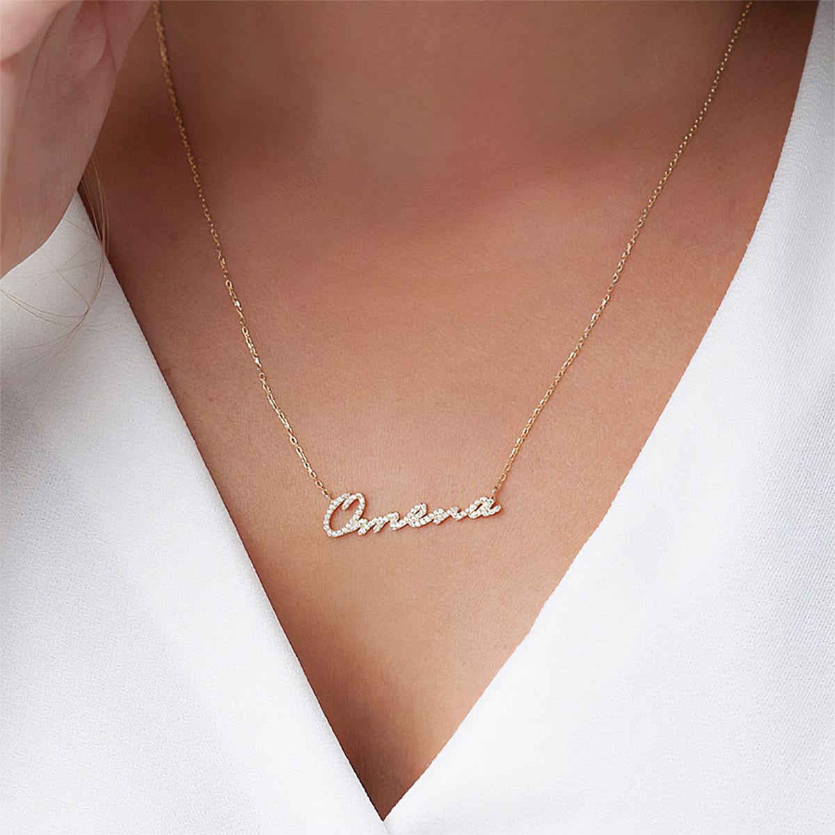 Diamond Script Name Necklace with Chain Included