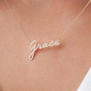 Diamond Script Name Necklace with Chain Included