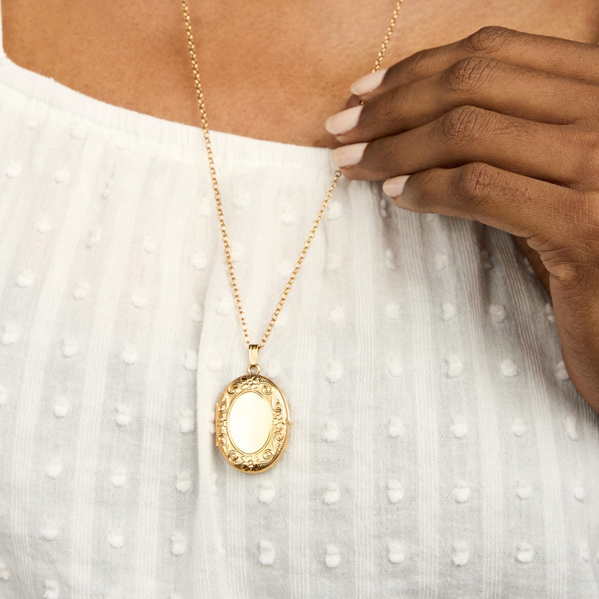 14K Gold Filled Oval 4 Photo Locket - 1 inch x 1-1/4 inch