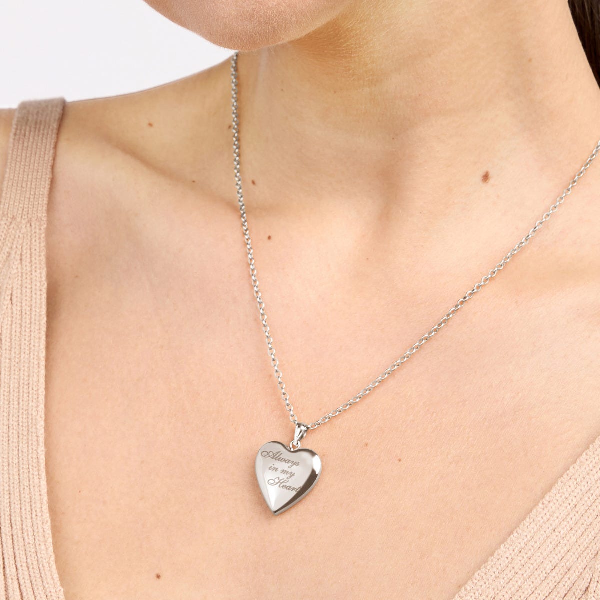 Sterling Silver "Always In My Heart" Heart Photo Locket