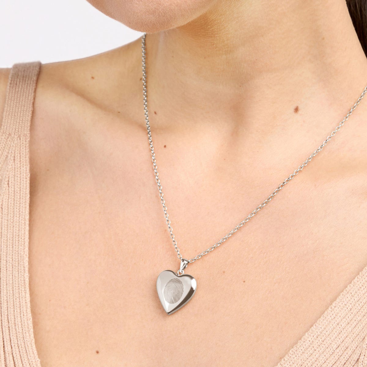 Sterling Silver Fingerprint Heart Photo Locket