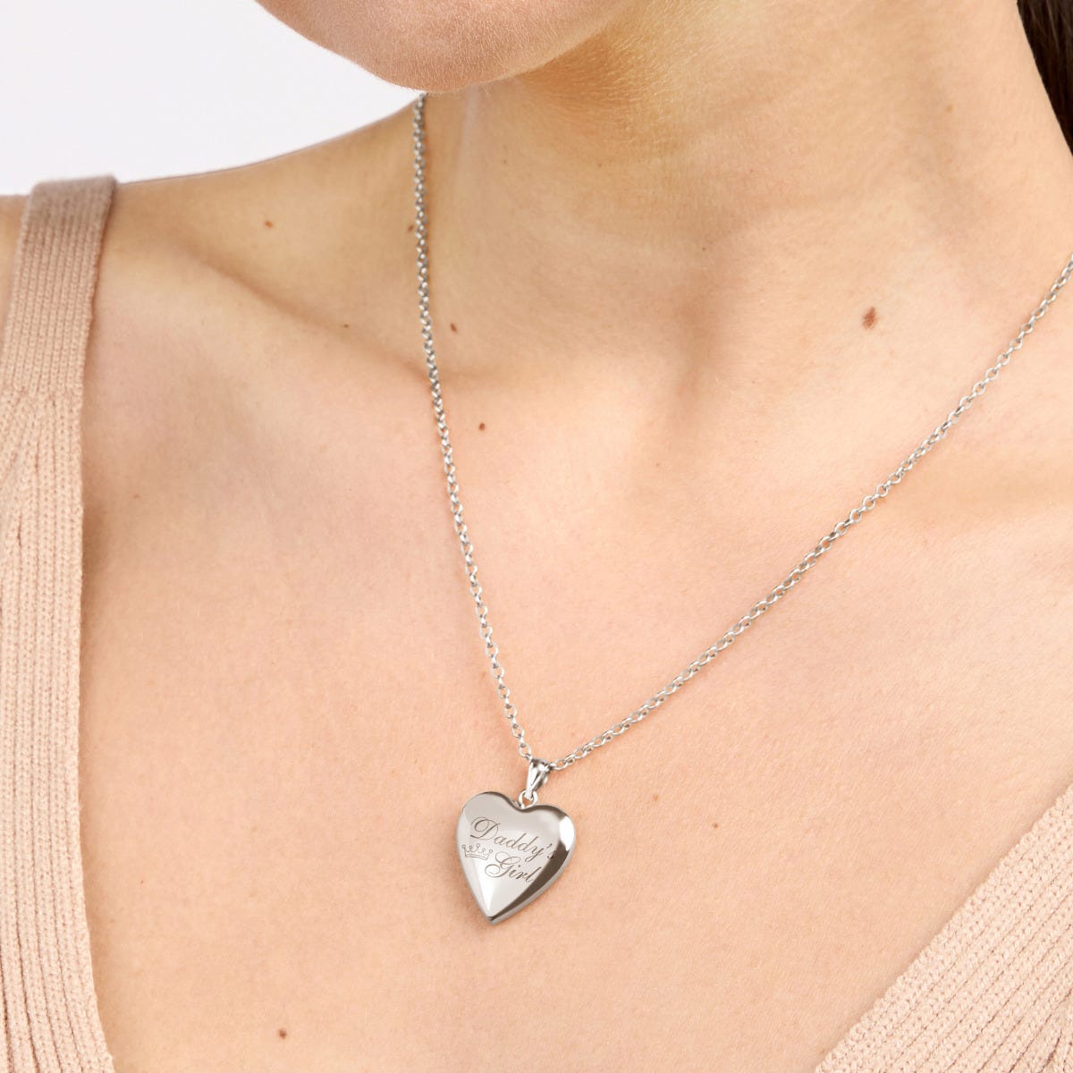 Sterling Silver Daddy's Girl Heart Photo Locket