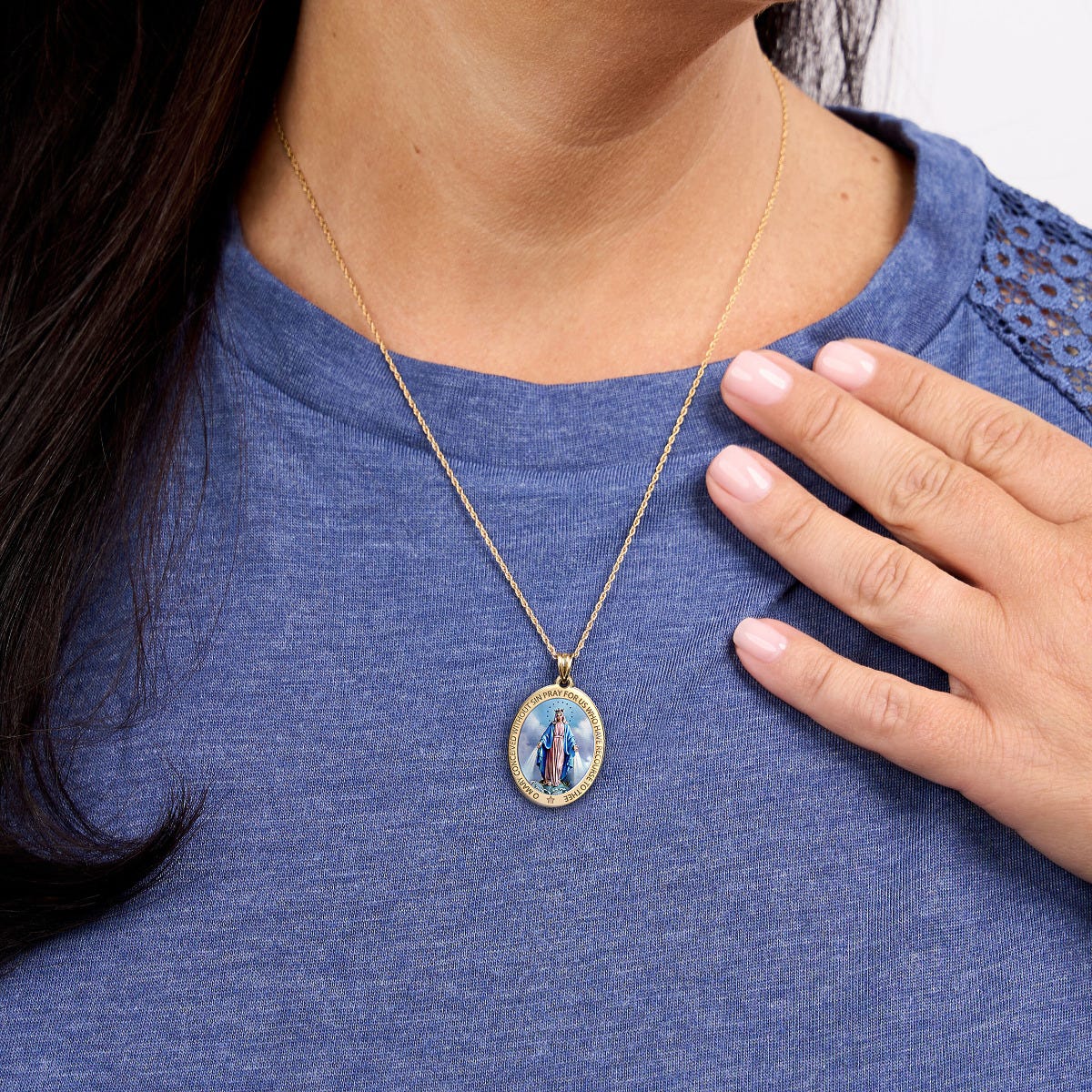 Miraculous Medal Exclusive Color Oval Pendant