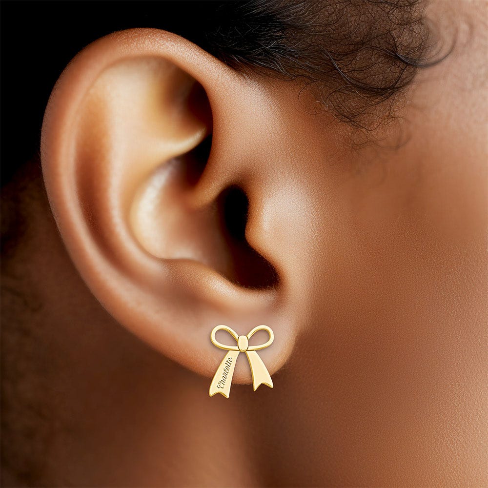 Personalized Name Bow Earrings