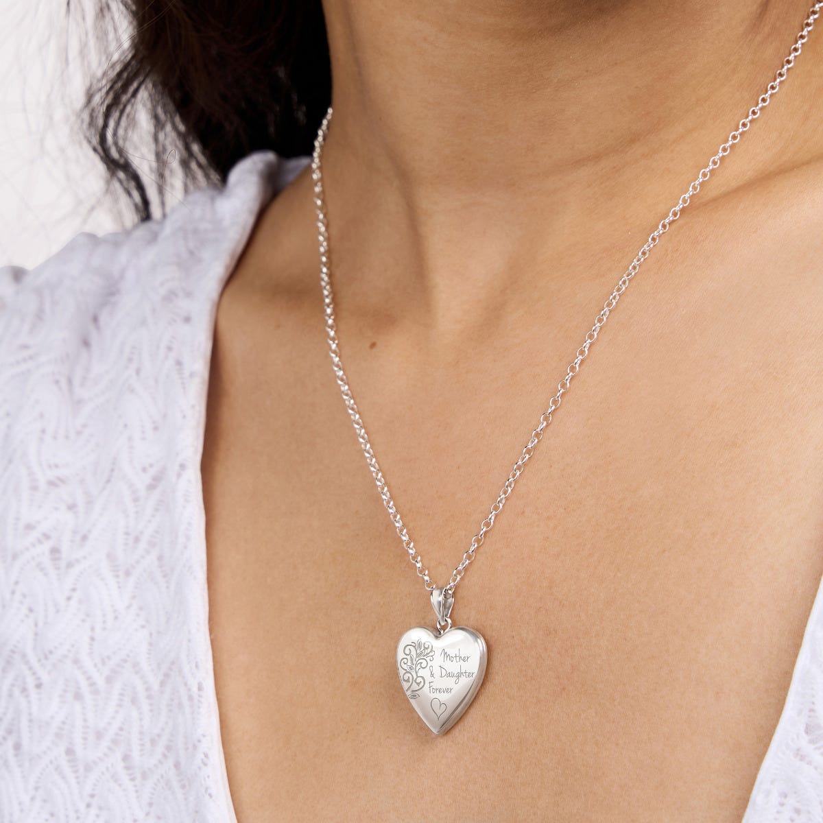 Sterling Silver Mother & Daughter Forever Heart Photo Locket