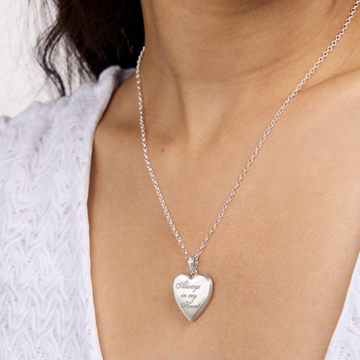 Sterling Silver "Always In My Heart" Heart Photo Locket