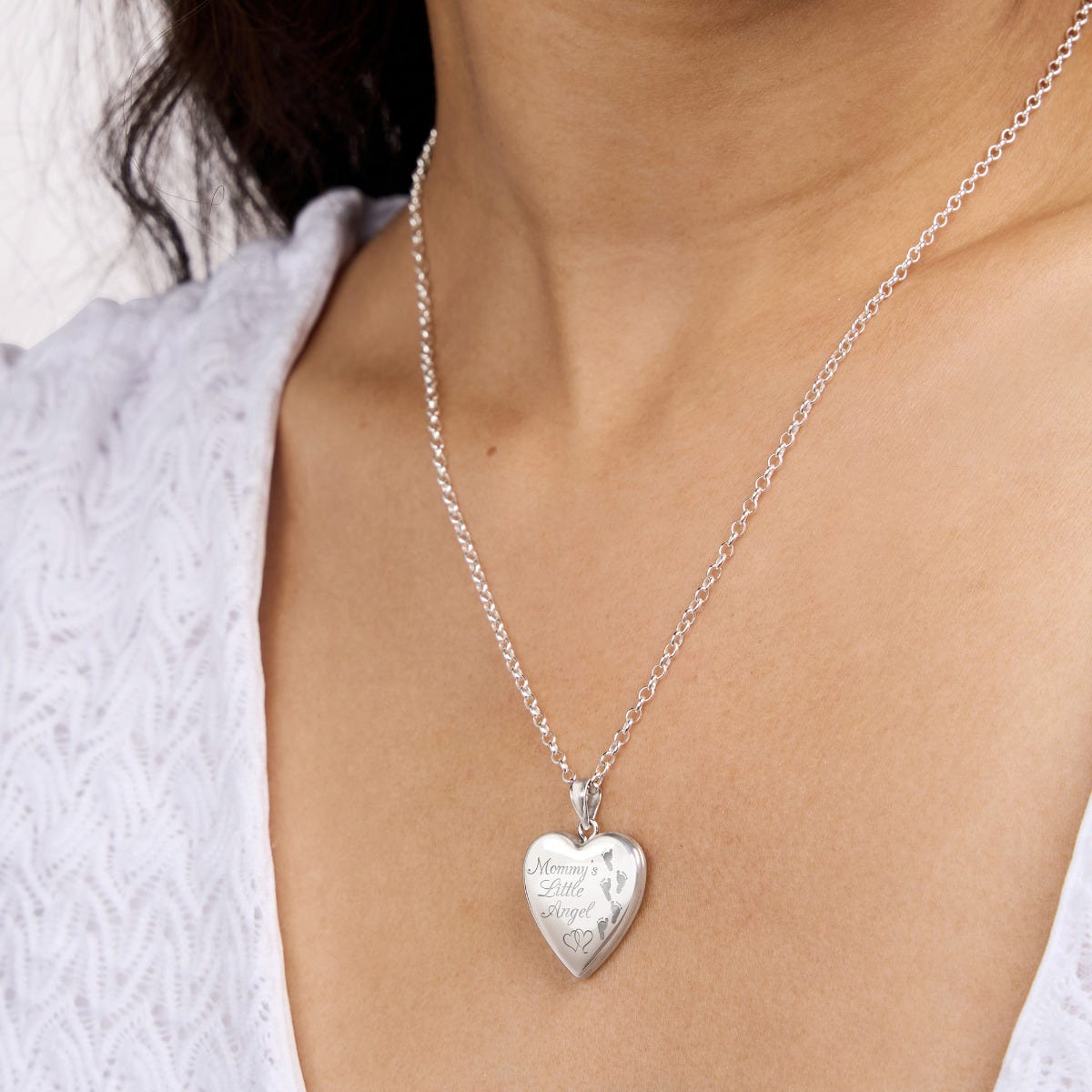 Sterling Silver "Mommy's Little Angel" Heart Photo Locket