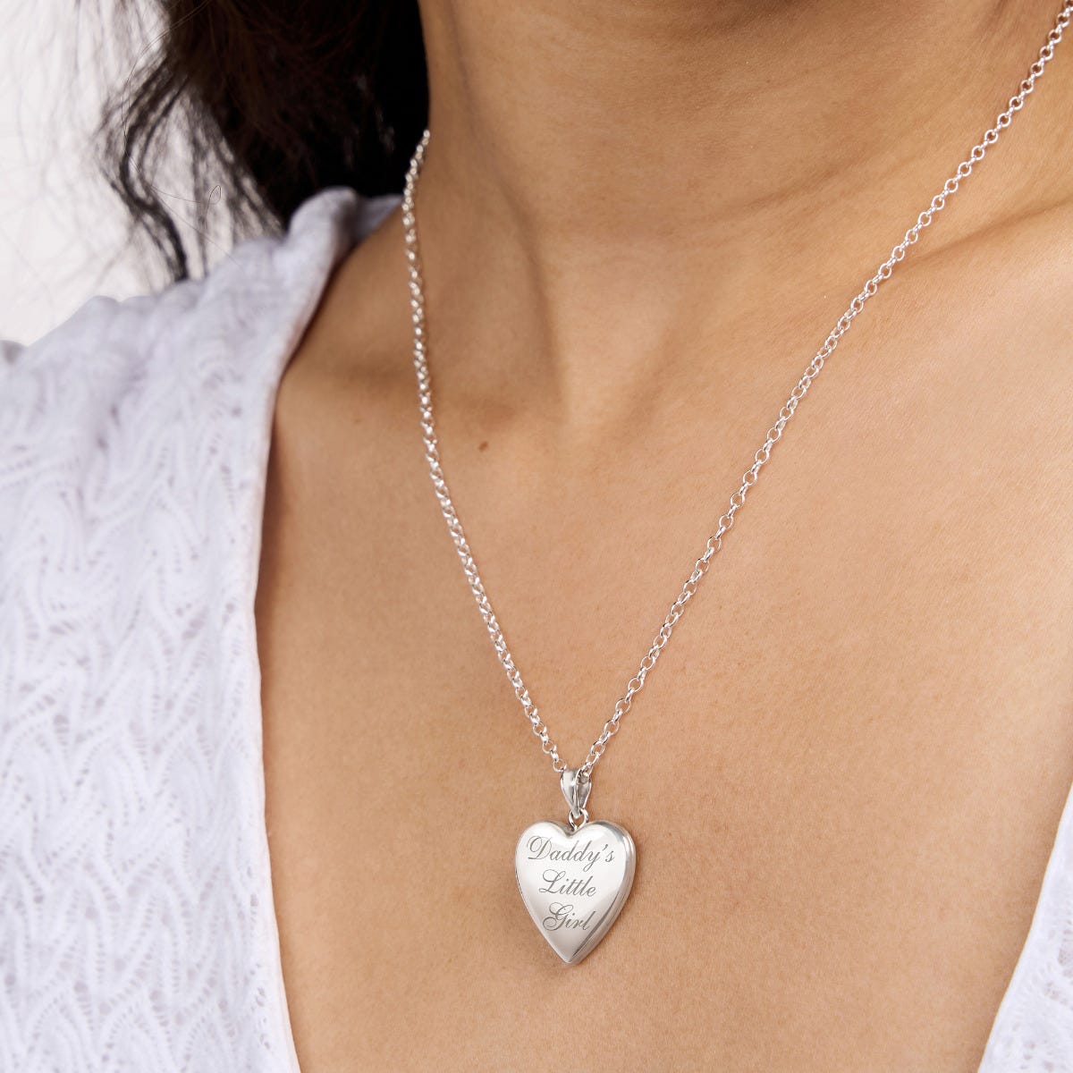 Sterling Silver Daddy's Little Girl Heart Photo Locket