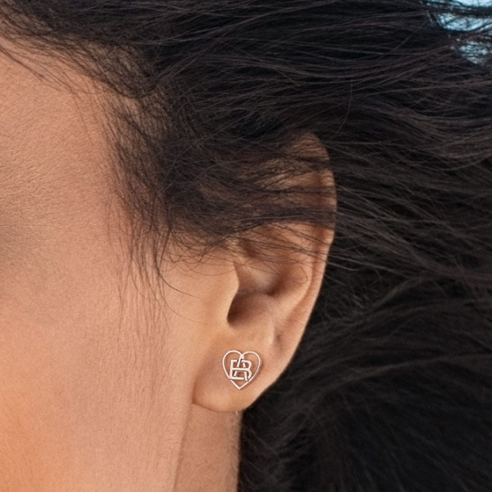 Exclusive Heart Shaped Monogram Overlapping Initial Earrings