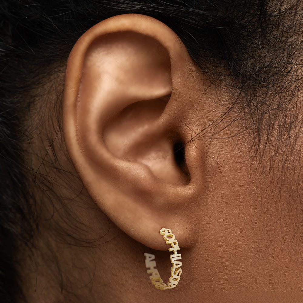 Pair Of Hoop Block Style Earrings