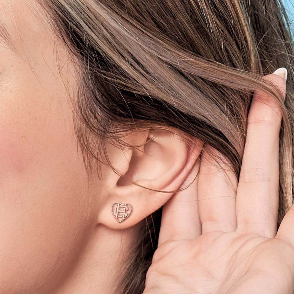Exclusive Heart Shaped Monogram Overlapping Initial Earrings