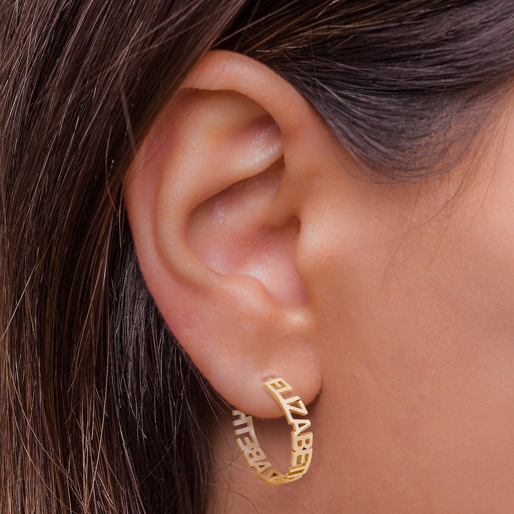 Pair Of Hoop Block Style Earrings