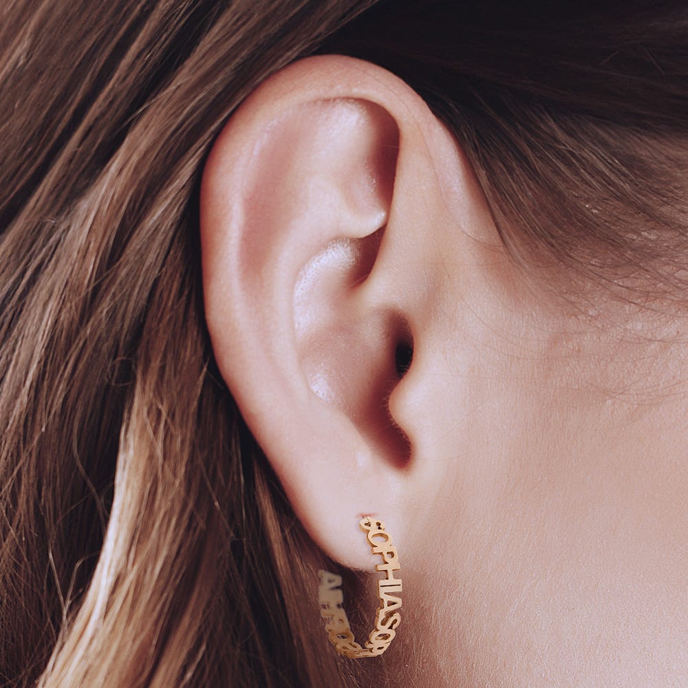 Pair Of Hoop Block Style Earrings