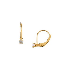 14K Yellow Gold Children's LeverBack Imitation BirthStone Earring