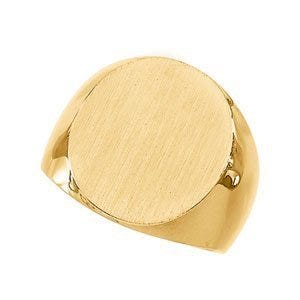 14K Gold Men's Round Signet Ring