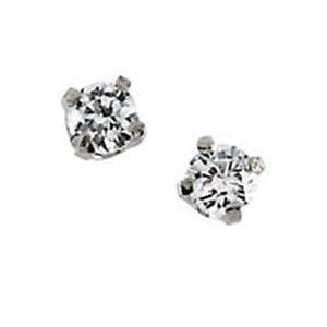 14K Yellow or White Gold Children's Cubic Zirconia Earrings