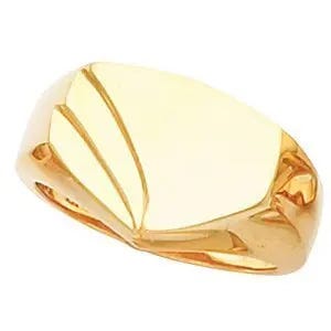 14K Gold Men's Shield Signet Ring
