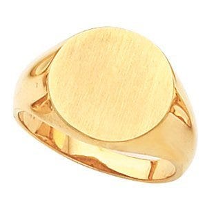 14K Gold Men's Round Signet Ring