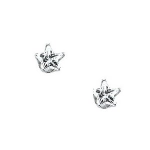 14K White Children's Star Cubic Zirconia Earring