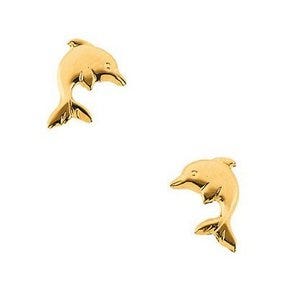 14K Yellow or White Gold Children's Dolphin Earring