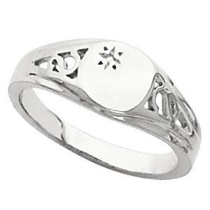 14K Gold Women's Round Signet Ring