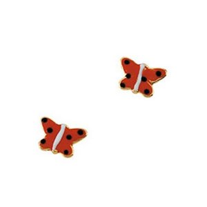 14K Yellow Gold Children's Butterfly Enamel Earring