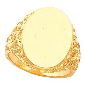 14K Gold Men's Oval Signet Ring
