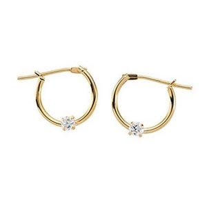 14K Yellow Gold or White Gold Children's Hoop Earring W/CZ
