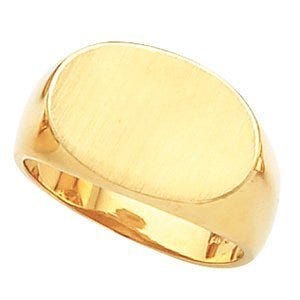 14K Gold Men's Sideways Oval Signet Ring