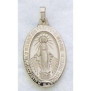 14K White Gold Miraculous Medal