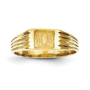 14K Gold Boy's Fancy Square Signet Ring