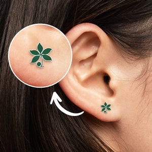 Pair Of Ohio State Logo Green Leaf Earrings