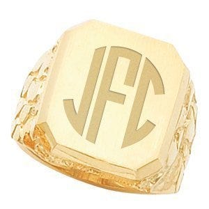 14K Gold Men's Square Signet Ring