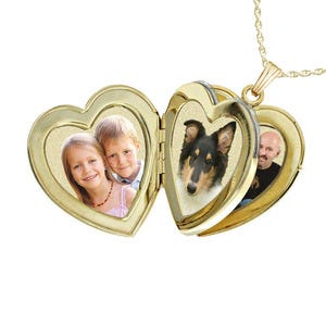 Solid 14K Gold Heart Four Photo Locket