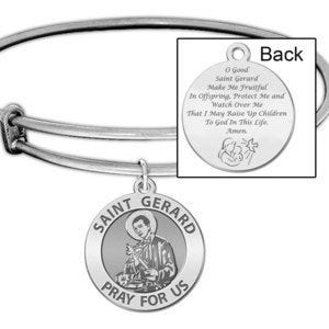 Expandable Bracelet W/ Saint Gerard Charm & "Motherhood Prayer" in Color or Laser Struck